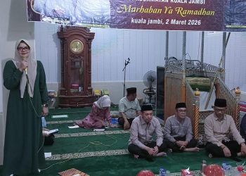 Safari Ramadan Berlanjut, Rombongan Bupati–Wabup Tanjab Timur Disambut Forkopimcam Kuala Jambi.Foto:dok.ist